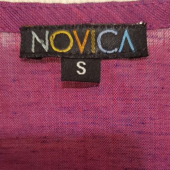 NOVICA Handcrafted Beaded and Block Peint Tunic Blouse 100% cotton - Picture 8 of 11
